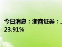今日消息：浙商证券：上半年实现净利润9.01亿元 同比增长23.91%