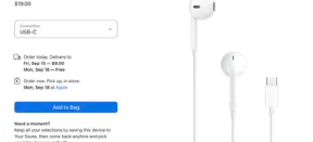苹果现在终于开始销售 USB-C EarPods